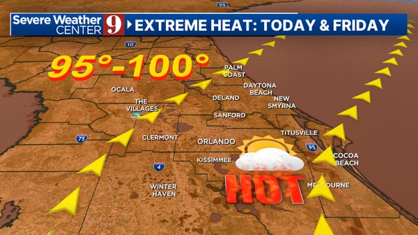 Extreme heat: Record-breaking highs near 100 degrees expected Thursday in Central Florida