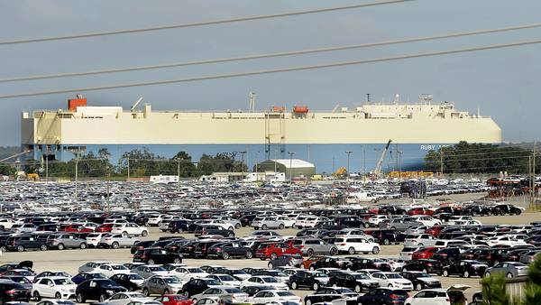 Georgia's auto port has its busiest month ever after taking 9,000 imports diverted from Baltimore