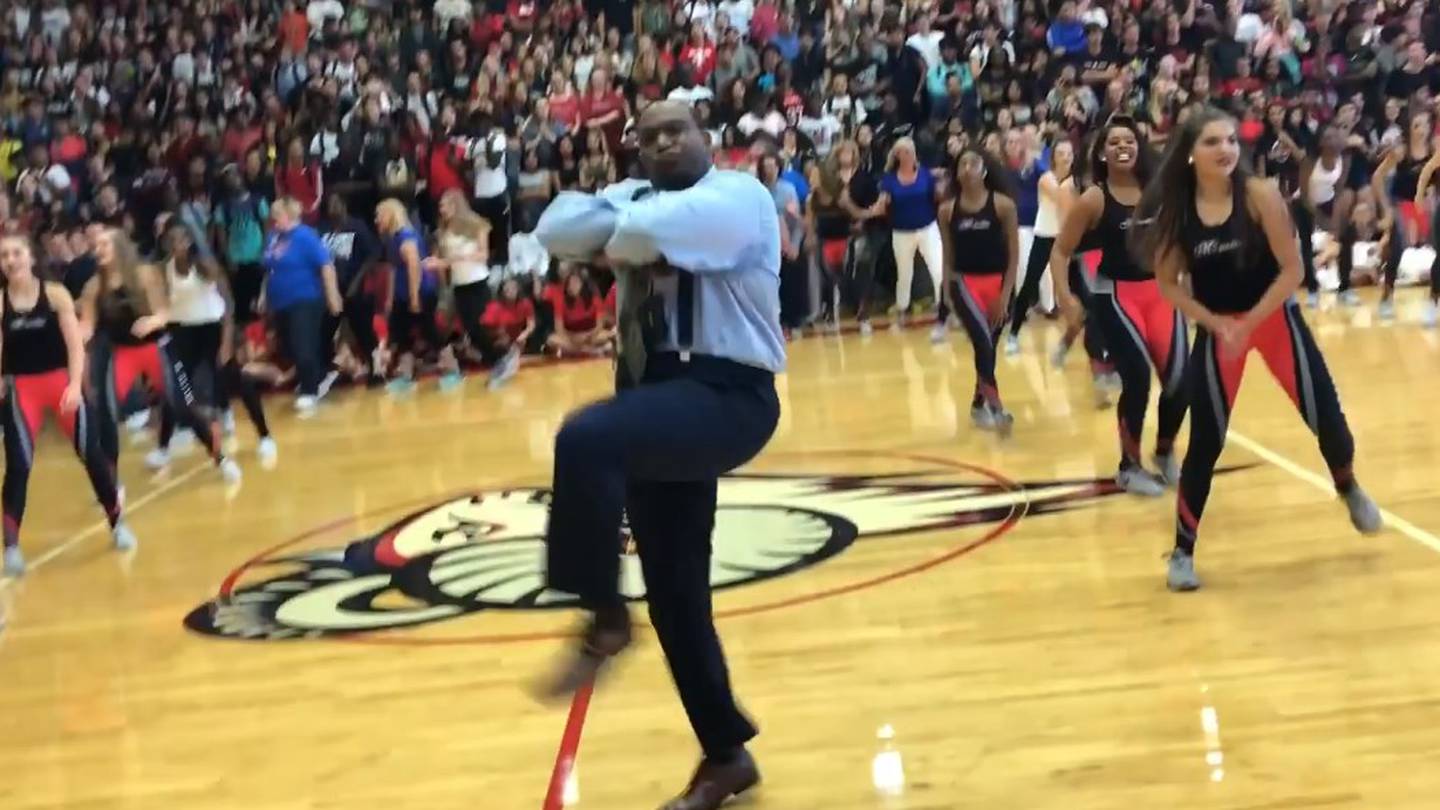 Lake Mary High School principal, staff join forces with dance team for epic  pep rally