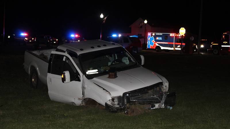 Truck crash into cemetery