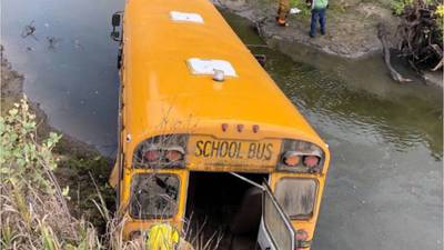 School bus carrying students crashes into river