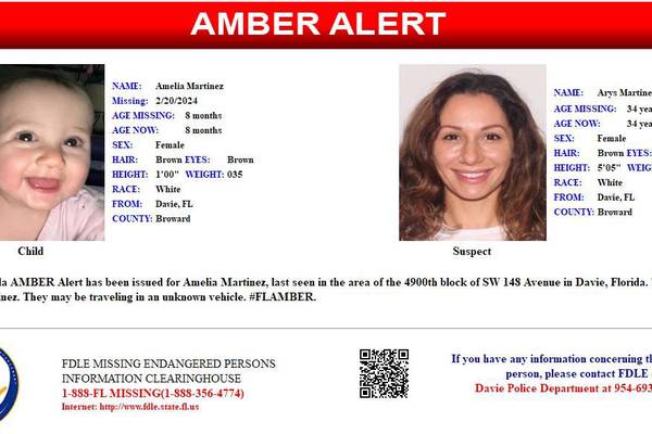 FDLE issues Amber Alert for 8 month old Broward County girl