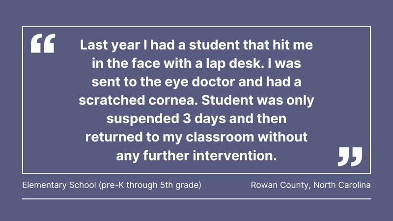 Cox Media Group gathered comments from teachers in Florida, Georgia, North Carolina, South Carolina, Ohio, Pennsylvania, Massachusetts, and Washington, about violence in the classroom.