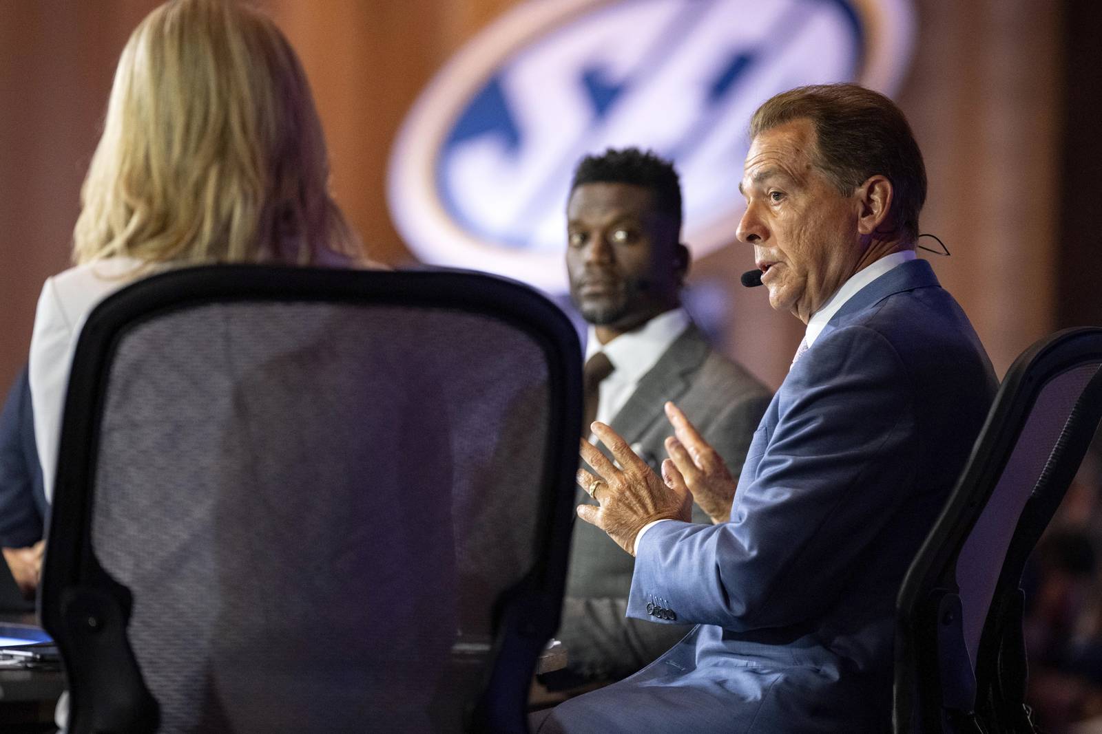 Nick Saban is back at SEC Media Days, six months after retiring and